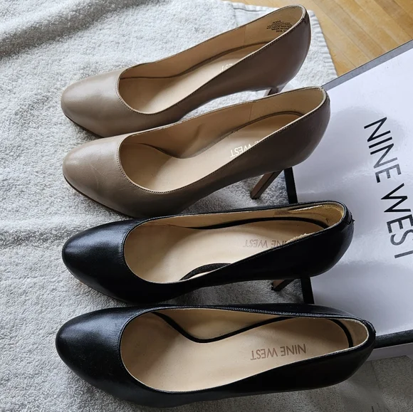 Nine West Two-Tone Pointed Toe Pumps in Black and Taupe size 6.5 - Picture 2 of 14